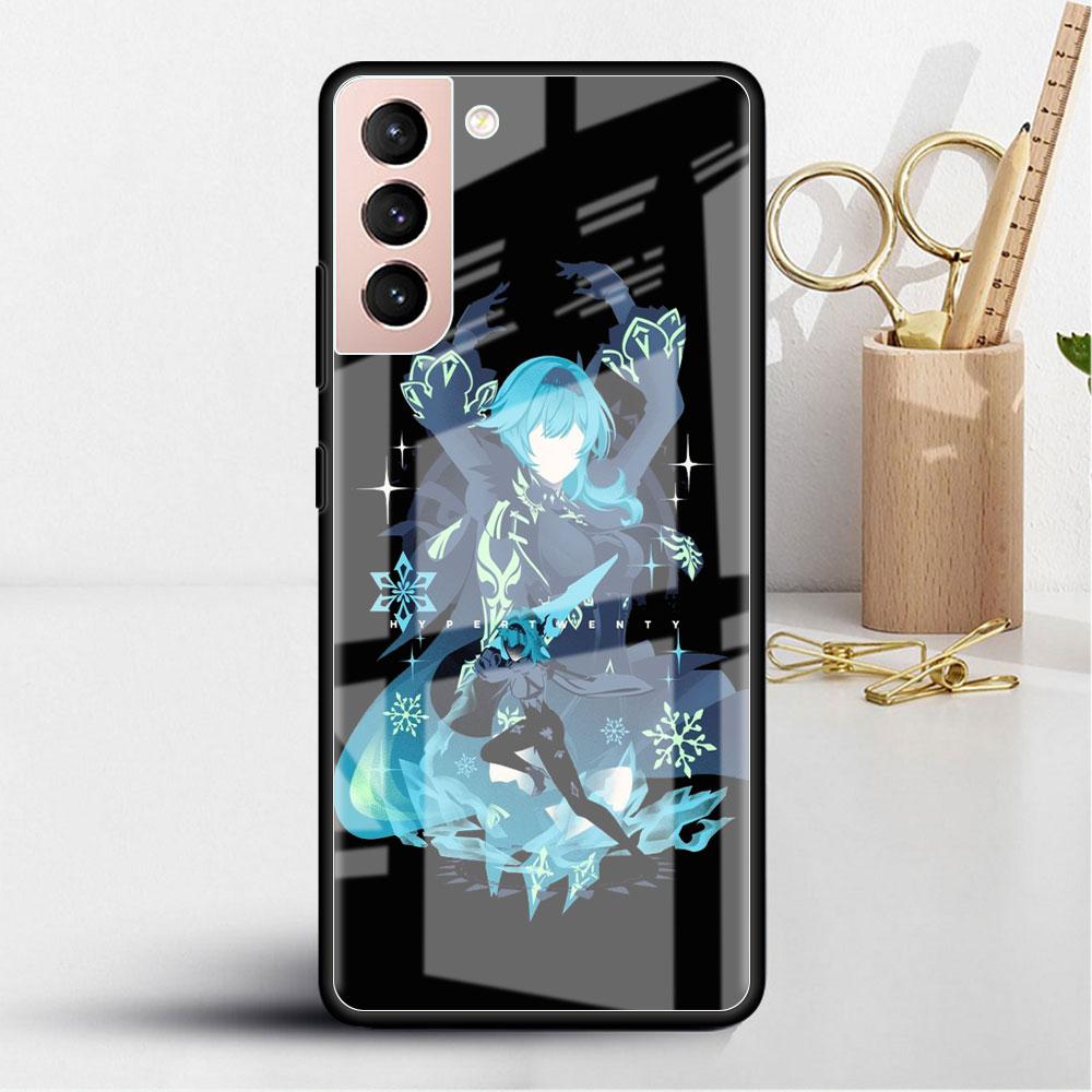 Klaasist ümbris Samsung Galaxy S22 S20 FE S21 5G S10 S9 Plus Note 10 20 Lite jaoks Karastatud telefoniümbris Anime Genshin Impact Lahe