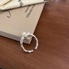 Trendy And Elegant Adjustable Pearl Ring For Women With Fashionable Geometric Elements