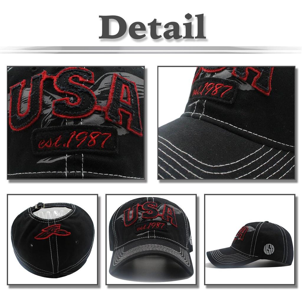 Eagle Cap Hat with English Letters and Cool CZ179 [White Fang] Brim, Logo, Outdoor, Casual, Men's, Women's, (Black)