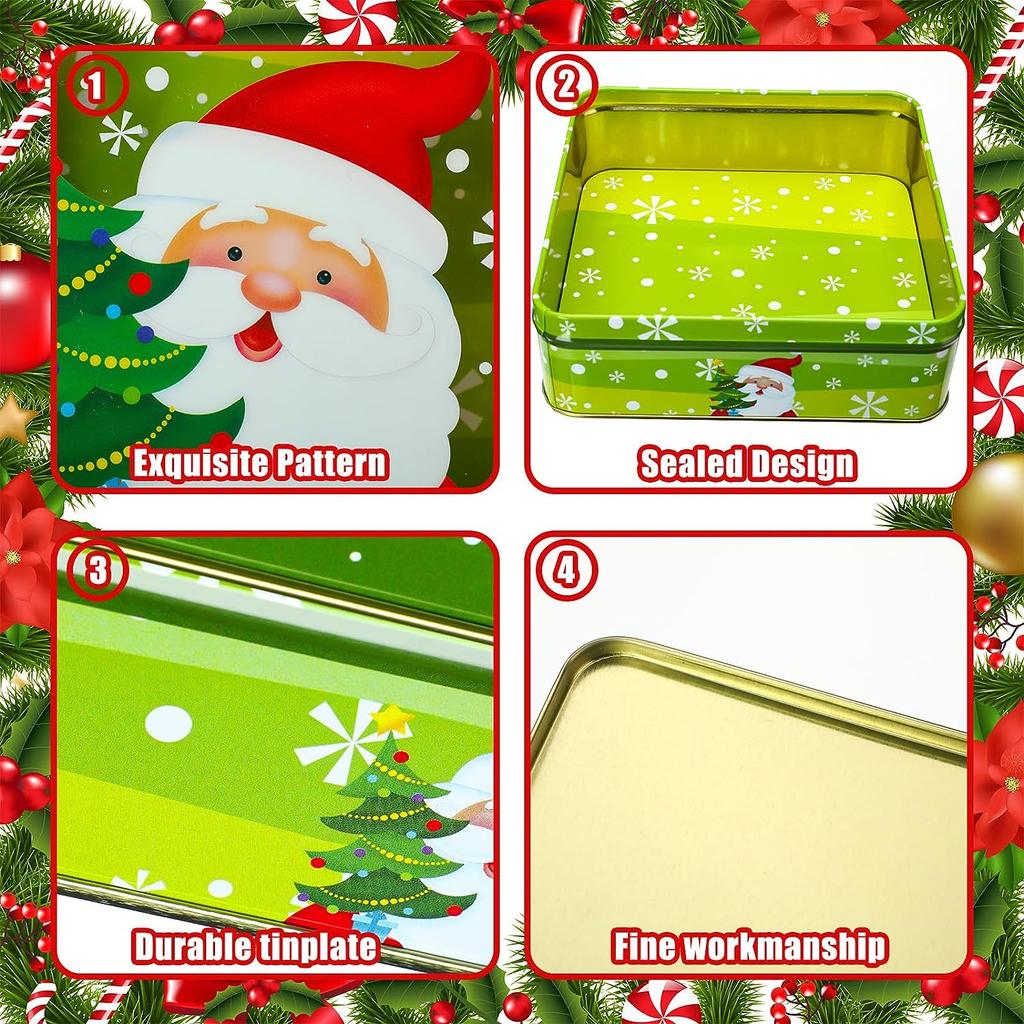 Christmas Iron Box With Skylight Tin Plate Box With Cookies Mousse Cake Packaging Christmas Square Small Iron Box