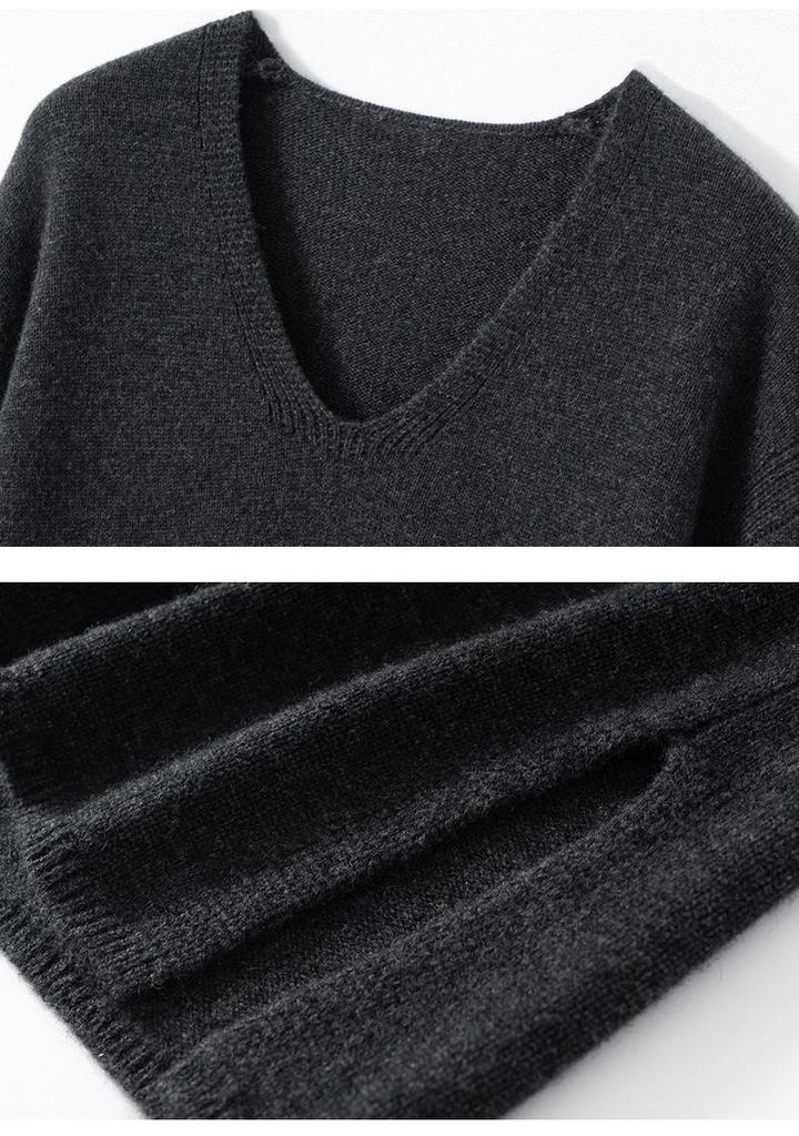 Autumn/Winter 2025 Women's V-neck Loose Cashmere Sweater - Thick Knit Lazy Style Pullover