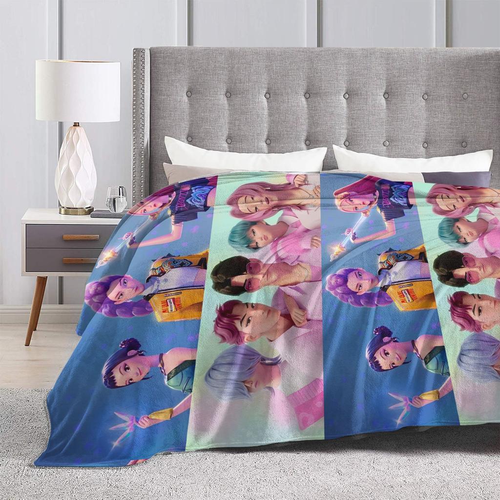 Huntrix Saja Boys KPop Demon Hunters Blanket  Plush Vintage Warm Throw Blanket for Home Autumn/Winter