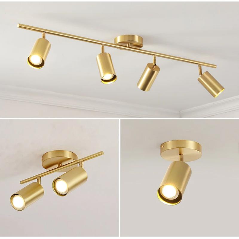 LED Track Light GU10 Ceiling Spot Light Fixture for Living Room Shop Kitchen Spotlight Track Lighting Rail Ceiling Lamp Gold