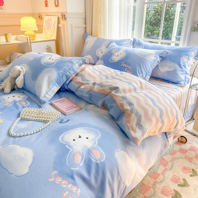 

3pcs Cotton Purple Duvet Cover Set Girls Women Room Decor Reversible Comforter Cover Moon Star Pattern Bedding with Pillowcase Single 150x200cm