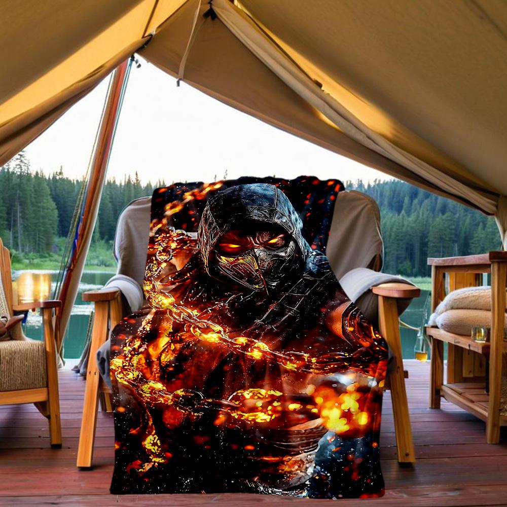 

1PC Mortal Kombat Outdoor Blanket Lightweight Flannel, Soft & Warm, All-Season, Outdoor, Camping, Living Room, Office, L1106008 80x120cm