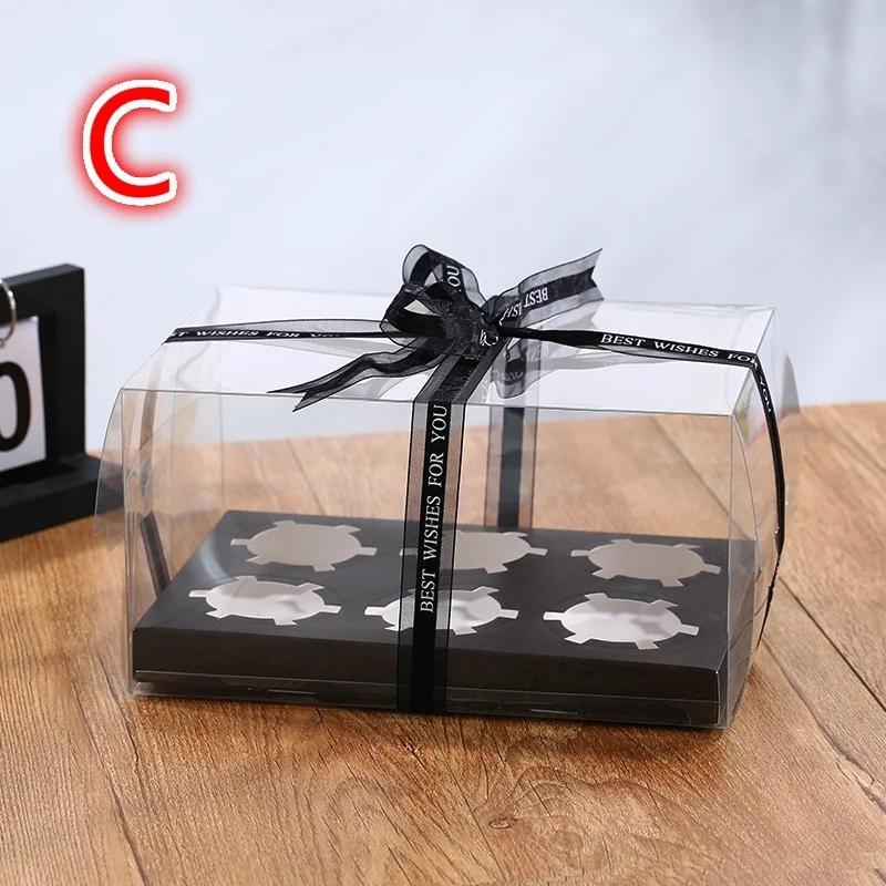 2/4/6/12Tablets Cake Box Clear Transparent Gift Box Moon Cake/ Cupcake Packaging Box Wedding Party Cake