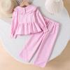 Girls' Toddler Outfit New Autumn Korean Style Doll Collar Long Sleeve Top Striped Pants