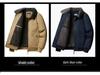 Men's Casual Fleece-Lined Warm Workwear Jacket – Retro Turn-Down Collar Coat for Autumn and Winter.