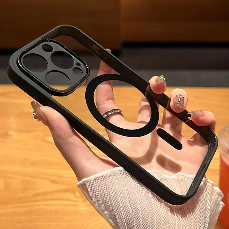 Carcasă de telefon de lux Magsafe cu încărcare wireless magnetică pentru iPhone 15 14 13 12 11 Pro X XR XS Max 7 8 SE, rezistentă la șocuri