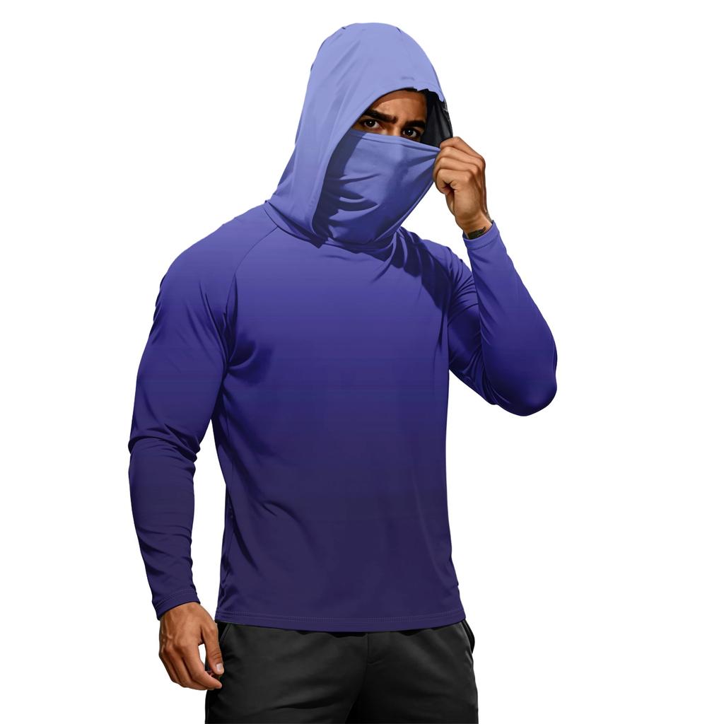 Herren Sommer Langarm Hoodie UPF50+ Sonnenschutz Schnelltrocknend Fitness Sportshirt Leicht Atmungsaktiv Outdoor Activewear