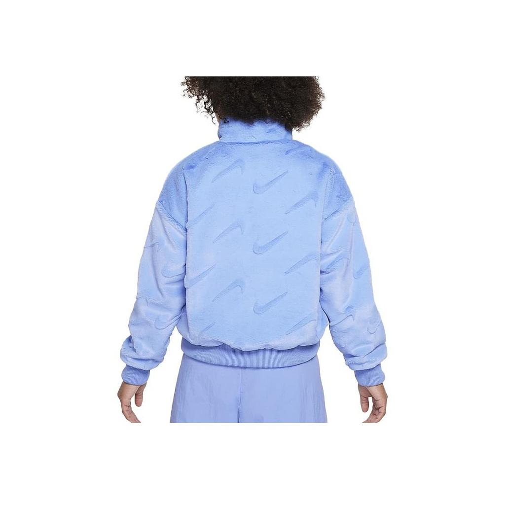 Nike Kids Sportswear Solid Color Stand Collar Long Sleeve Casual Jacket Kids Jackets Polar-Blue FJ6154-450