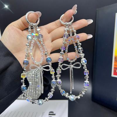 Advanced Crystal Phone Chain Tassel Bow Phone Lanyard Light Women Wrist Portable Keychain Hanging Decoration Anti Loss