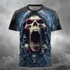 Camiseta Masculina de Verão com Estampa 3D Gola Redonda Moda Versátil Respirável Tendência Casual