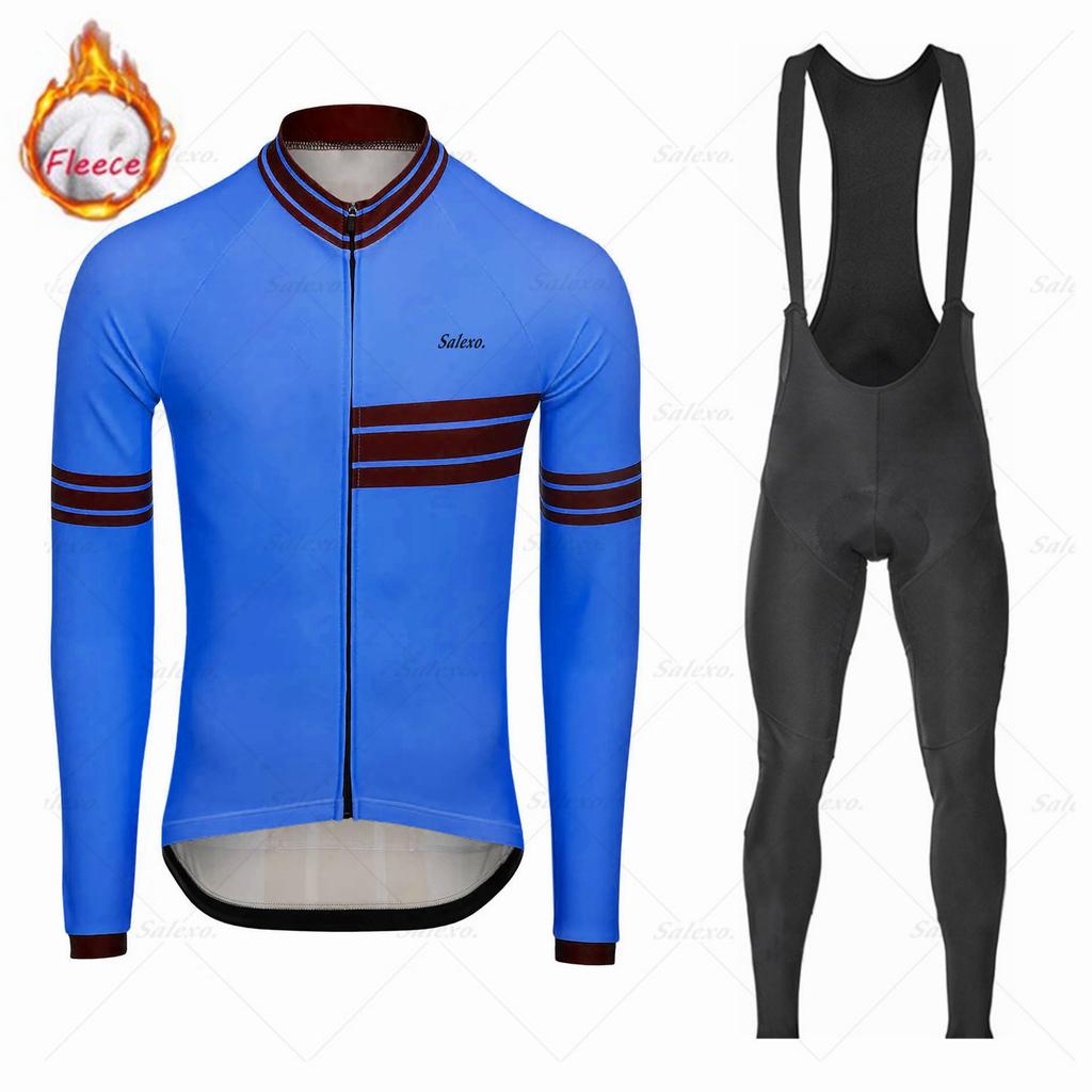 2026  Men's Warm Winter Thermal Fleece Set Cycling Clothes Jersey Suit Sport Riding Bike MTB Clothing Bib Pants Set Ciclismo