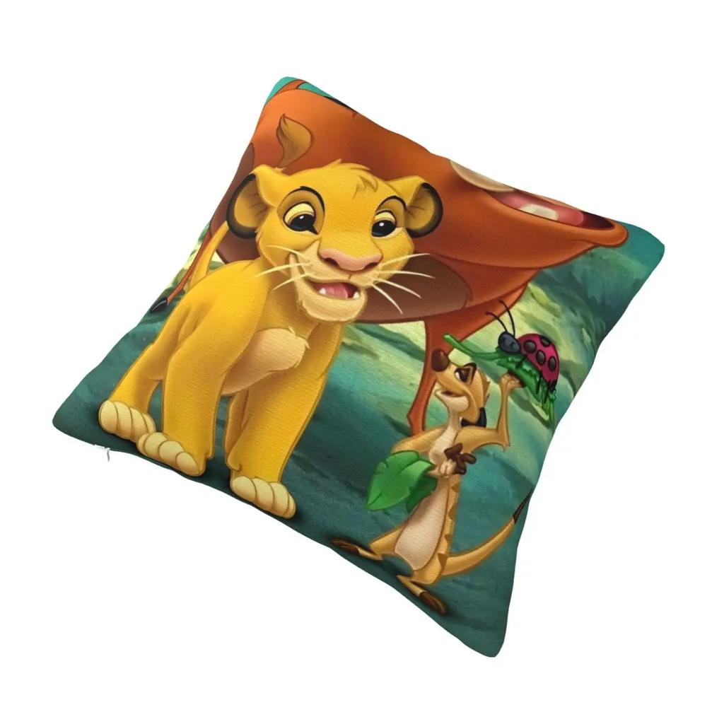Tryckt Lejonkungen Simba Tecknad Kuddfodral Tyg Kuddöverdrag Gåva Hakuna Matata Kuddfodral Överdrag Stol Dragkedja 45*45cm