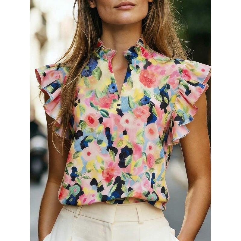 Kankeirr Women's Fashion Sleeveless Stand-up Collar Summer Spring Casual Blouses & Shirts