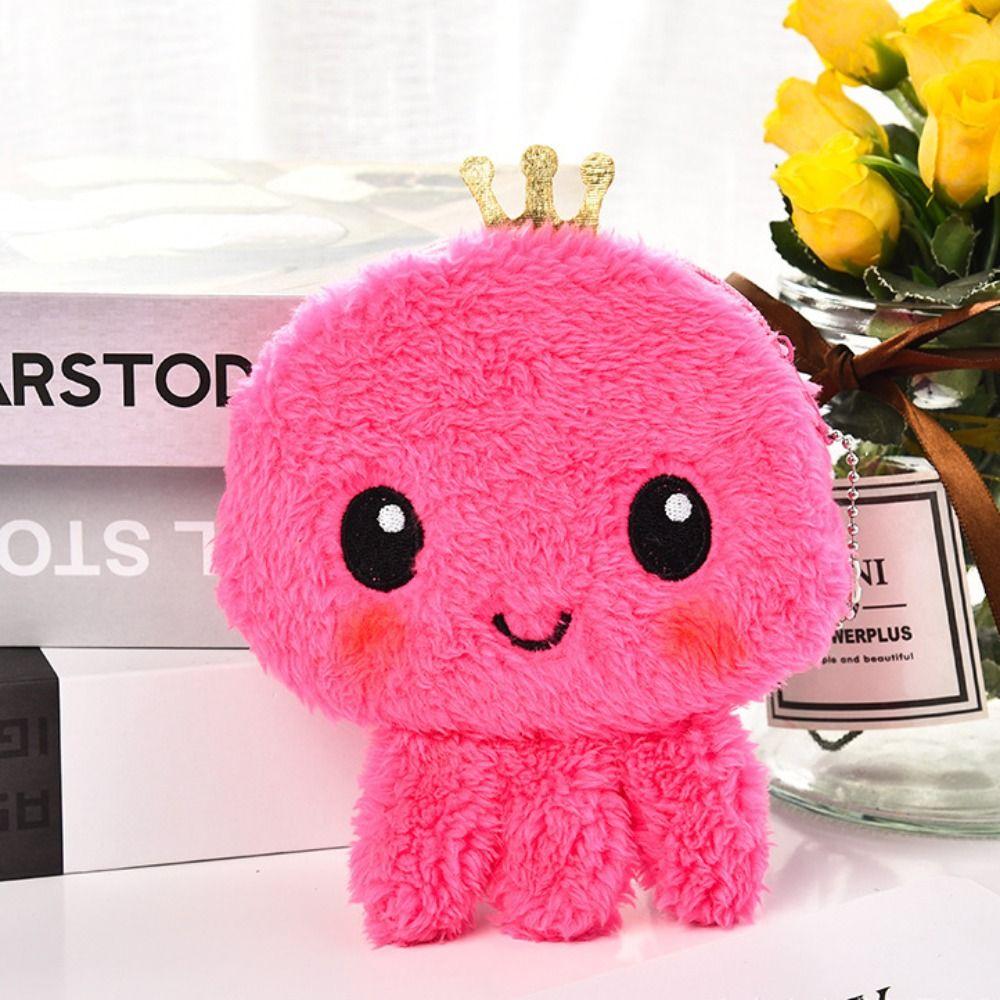 Plush Octopus Coin Purse 12*12cm(4.72*4.72in) Wallet Pouch Oval Zipper Plush Pouch  Women