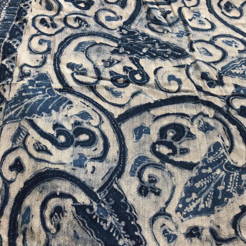 Used Stall, Indigo Dye, Hand-drawn Batik, Wax-resist Dyeing Stole