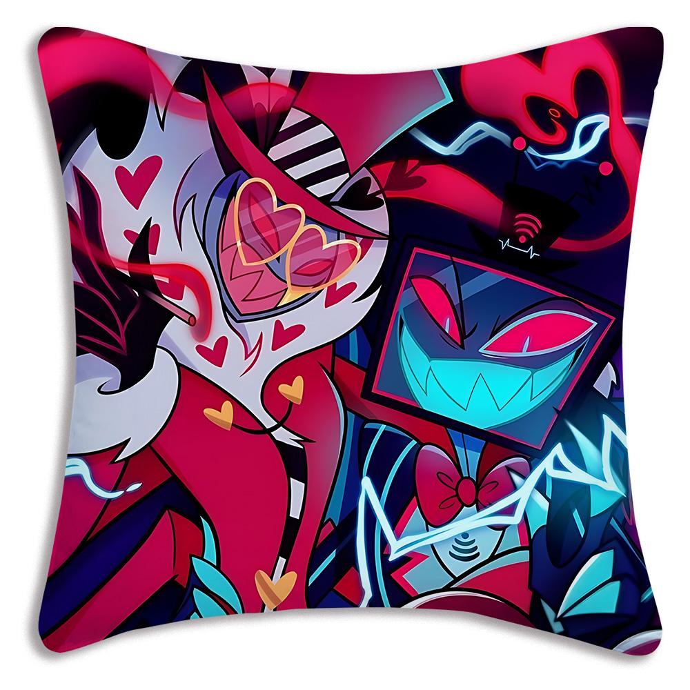 Anime H-Hazbins H-Hotel Pillow Covers Cartoon Sofa Decorative Home Double-sided Printing Short Plush Cute Cushion Cover