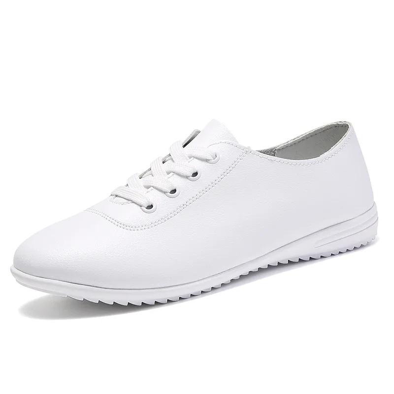 Casual Shoes Women Lace-Up Comfortable White Sneakers Ladies Soft Non-Slip Walking Shoes Four Seasons Fashion Lightweight Flats