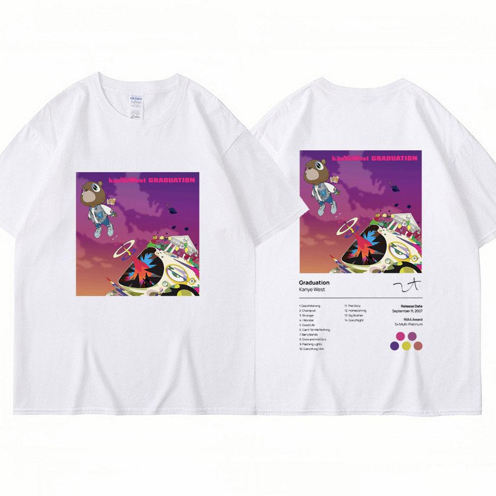 Kanye West Graduation Music Album Print T Shirt Men Women Hip Hop Cotton T-shirt Oversized Summer Fashion T Shirts Streetwear