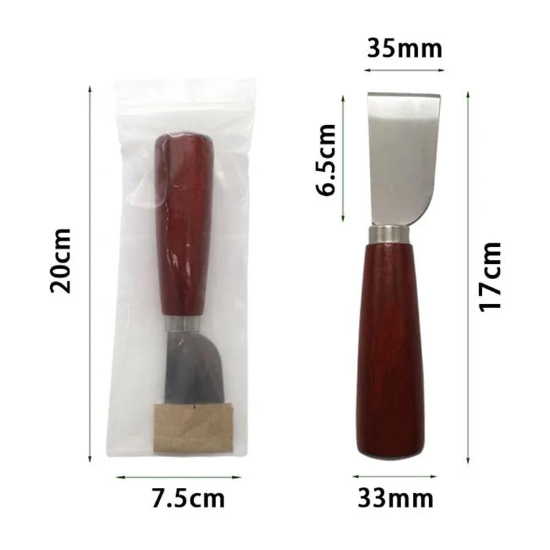 DIY Lederhandwerk-Werkzeug Holzgriff Edelstahl Leder Schneidemesser Leder Schaufelmesser für die Lederbearbeitung