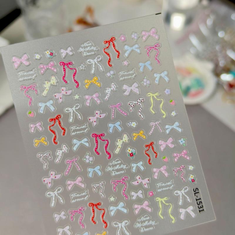 Professional Look Nail Art Stickers 5D Bow Pearl Heart for French Polka Dot Nails
