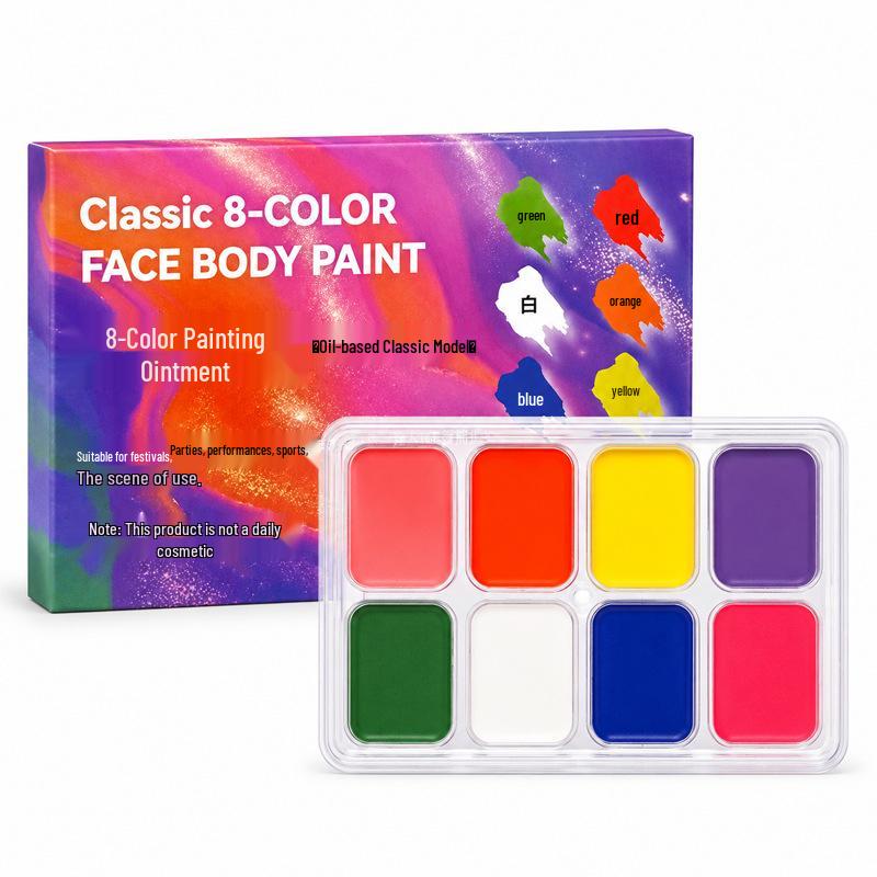 8-Color Water-Soluble Body Paint Kit for Kids: Face Paint for Sports, Halloween, and Christmas
