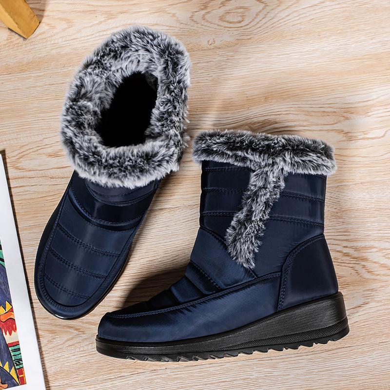 Waterproof Platform Snow Boots for Women Faux Fur Short Plush Ankle Boots Woman Plus Size Non-Slip Winter Shoes Female 44