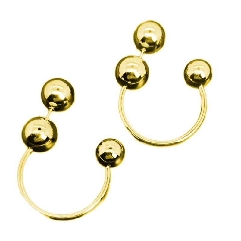 Metal Ball Earrings European and American Front and Back Studs Earrings Ladies Girls Travel Wedding Accessory