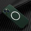 Apple 16 Magnetic Suction Mobile Phone Case Carbon Fiber Pattern IPhone 15 Matte Suitable for 14ProMax Anti-fall PC Protection Case