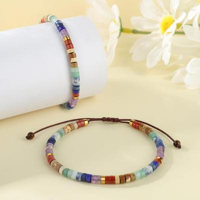 Women Bracelet Colorful Beads Decor Adjustable Length Braided Bracelet Wristwear Jewelry Gift Versatile Accessory