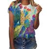 Summer Plant Printing Summer Women's Short Sleeves 3D Digital Printing 3440