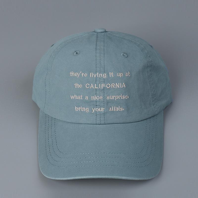 2026 Spring Summer New Korean Version Letter Embroidered Soft Top Curved Brim Sun Baseball Cap Washed Cotton Thin Sun Hat