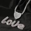 THE BLING KING Custom Baguettecz Script Name Pendant With Heart Clasp Necklace Iced Out Cubic Zirconia Necklace Hiphop Jewelry