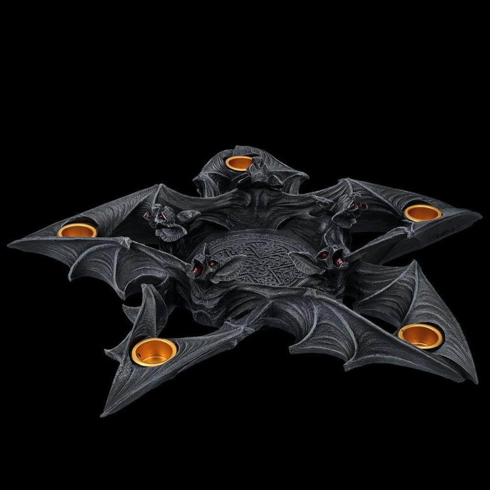 Nowy Halloweenowy Pięcioramienny Gwiazda Nietoperz Świecznik Żywica Rzemiosło Wysokiej Klasy Dekoracja Atmosfery Domowego Biurka