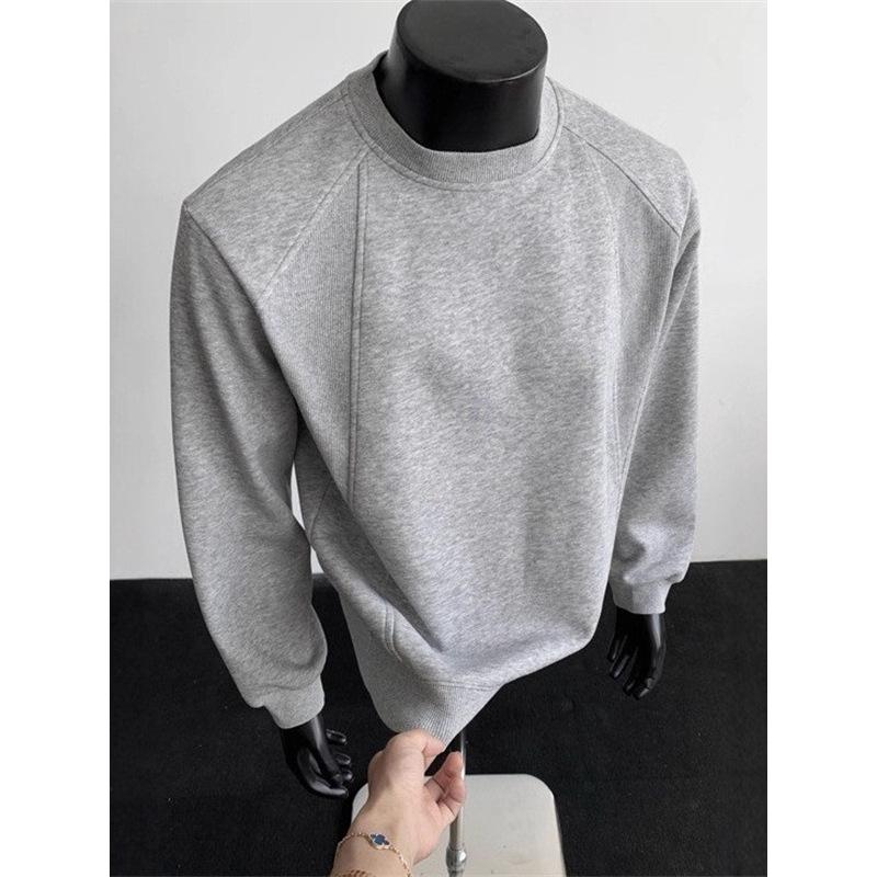 Men's Plus Size Heavyweight Crewneck Hoodie - Fleece Lined, Loose Fit, Long Sleeve, Trendy for Autumn and Winter