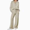 Lässiges Swear Set für Damen für Frühling/Herbst, Reißverschluss Langarm-Sweatshirt und Weitbeinige Hose 2-teiliges Set