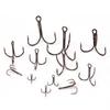 100pcs Multiple Size Treble Hooks Fishing Hook for Lures Size 12 10 8 6 4 2 1 1/0 2/0 3/0 4/0 5/0 Black Color [YG0001]