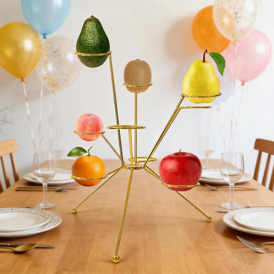Rozložený stojan na ovocnou mísu Kovová sochařská stolní dekorace Radiální design Kreativní stojan pro čerstvost Udrží ovoce, koláče, dekorace