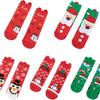 4 Pair Womens Cotton Socks Santa Claus Snowman Pattern Sock Novelty Stocking Soft Breathable Mid-