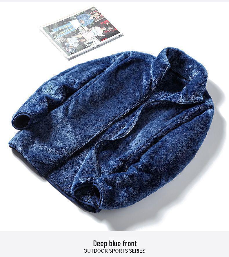 Women's Double-Sided Thick Fleece Jacket, Warm Coral Polar Fleece, Stand Collar, Plus Size, Perfect for Autumn and Winter.
