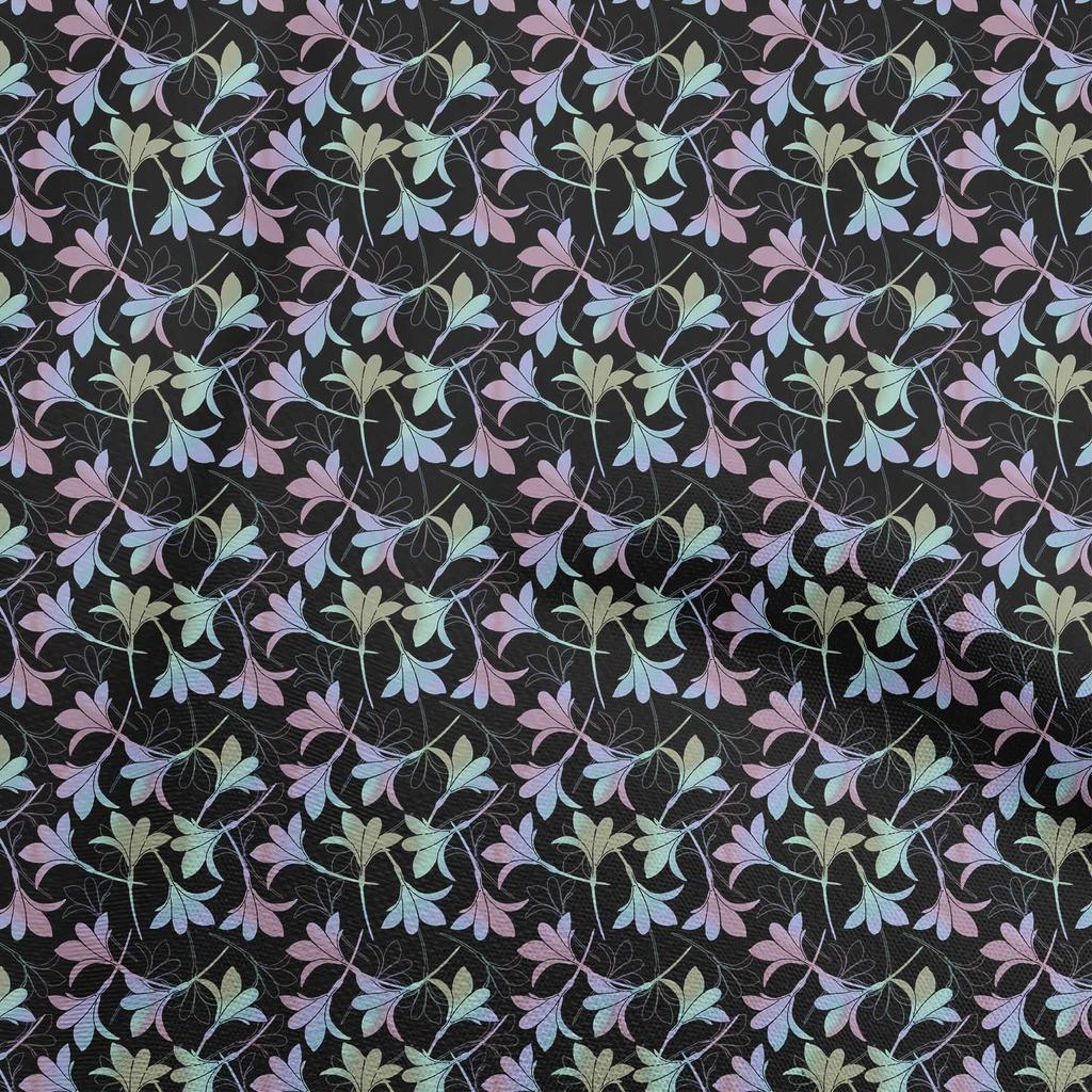 oneOone Georgette Viscose Black Fabric Leaves Fabric For Sewing Printed Craft Fabric By The Yard 42 Inch