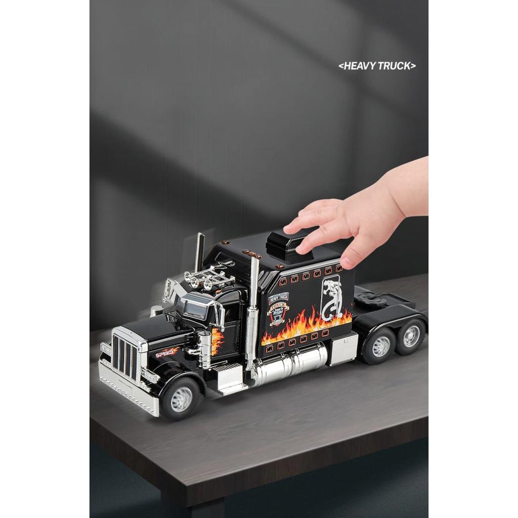 1/24 Peterbilt 389 Tractors Truck Alloy Toy Car Model Wheel Steering Sound and Light Children's Toy Collectibles Birthday Gift