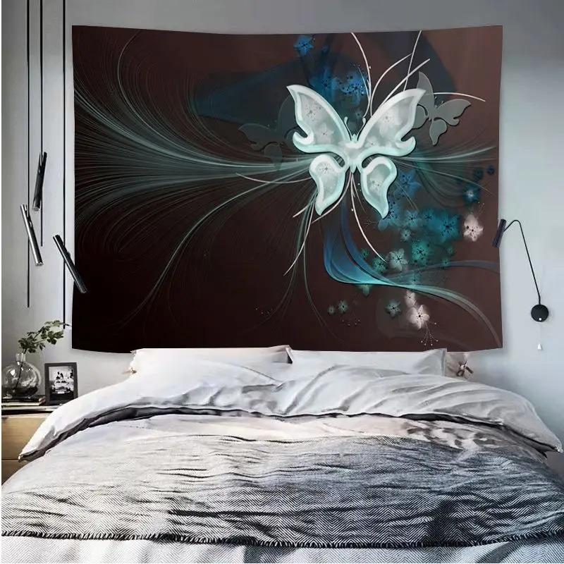 Office Living Room Tapestry Flower Butterfly Hanging Cloth Home Wall Decoration Tapestry