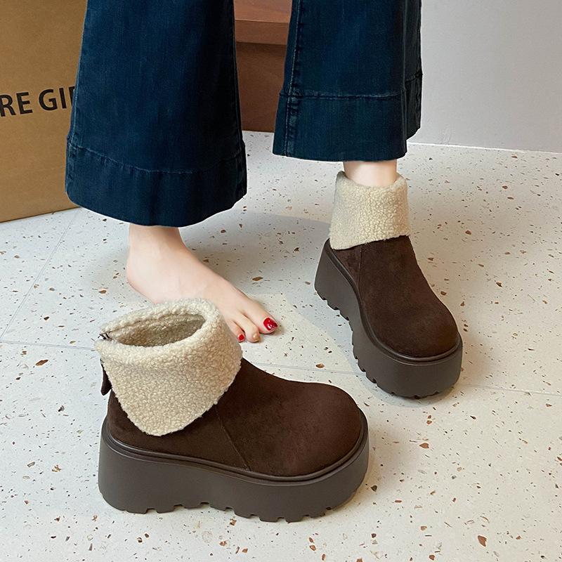 Snow Boots Women's 2025 Winter New Thickened Warm Velvet Thick-soled Small Muffin Bottom Fashionable Versatile Cotton Shoes