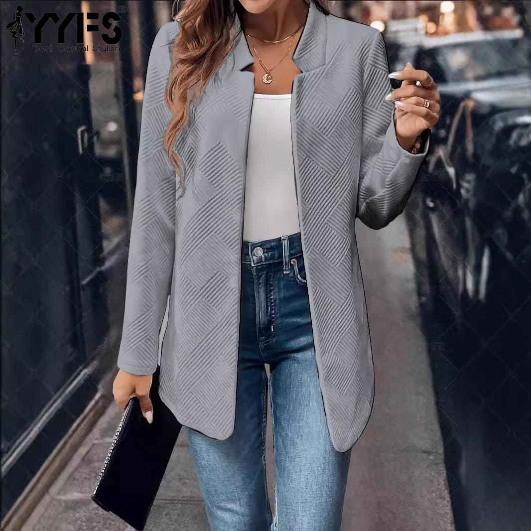 

YYFS Women s Fashion Casual Fall Winter Solid Color Print Long Sleeve Coats Women s