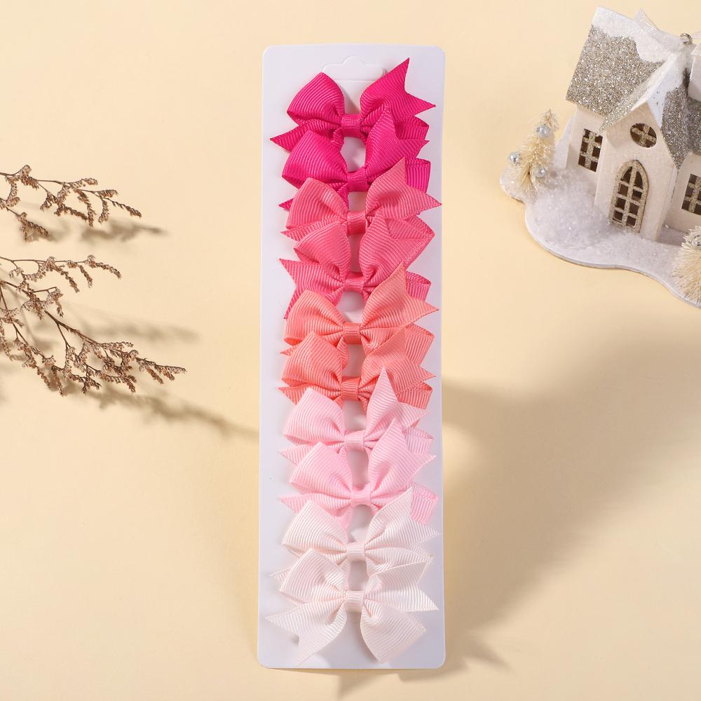 10Pcs/set Cute Bowknots with Clips Girls Solid Ribbon Bowknot Hair Clips For Baby Handmade Hair Bows Kids Hair Accessories