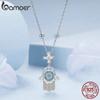 BAMOER 925 Sterling Silber Exquisite Fatimas Hand Halskette Beschützende Hand Halskette Pave Fassung CZ für Frauen Geburtstagsgeschenk