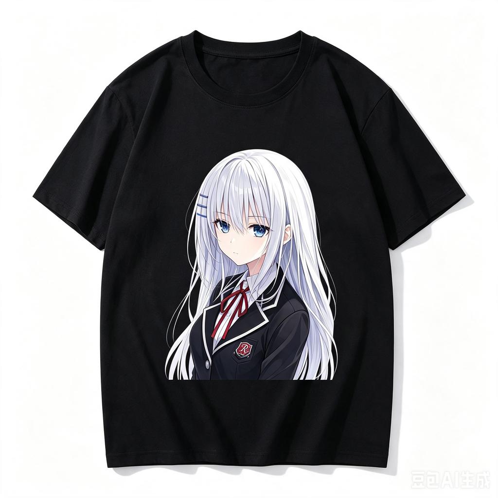 Origami Tobiichi School Uniform Bust Anime Cutout Graphic Crew Neck Short Sleeve Women And Men T-Shirt